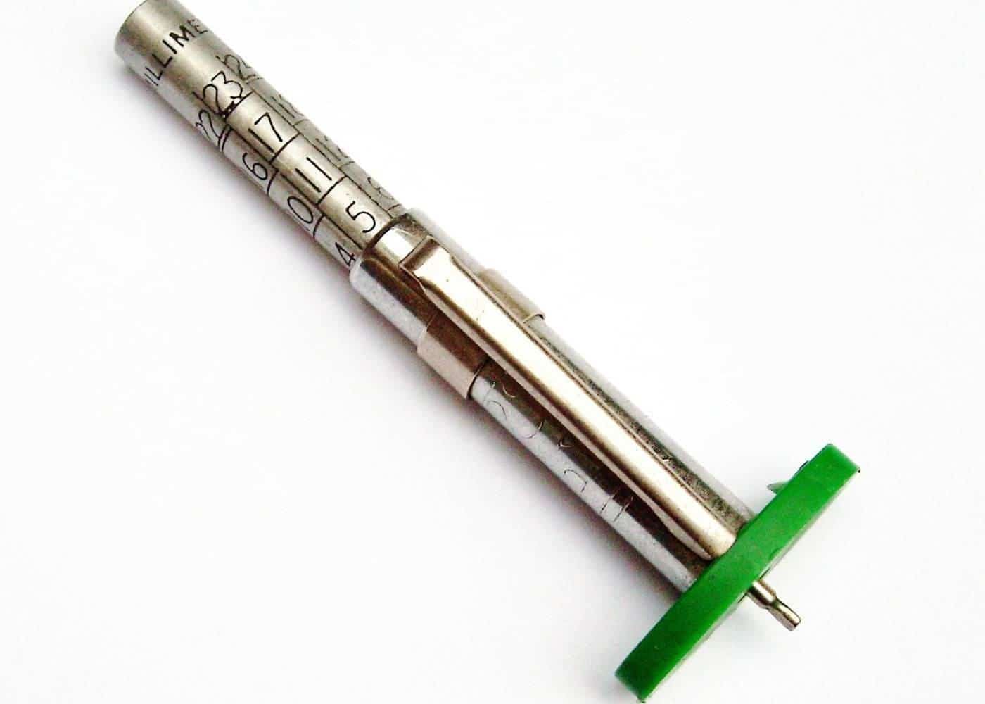 A tyre tread depth gauge